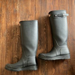 Hunter rain boots tall with wedge heel